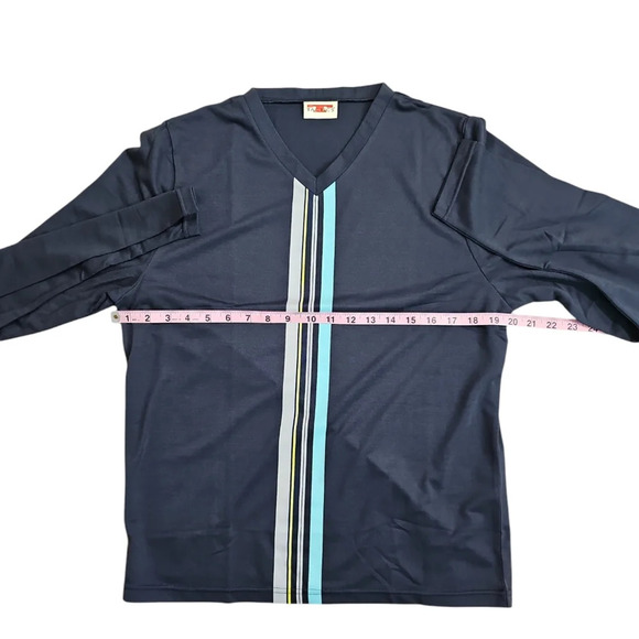 Vintage Tactics International Male Montreal Striped Shirt Large Blue 90s Club - Picture 5 of 6